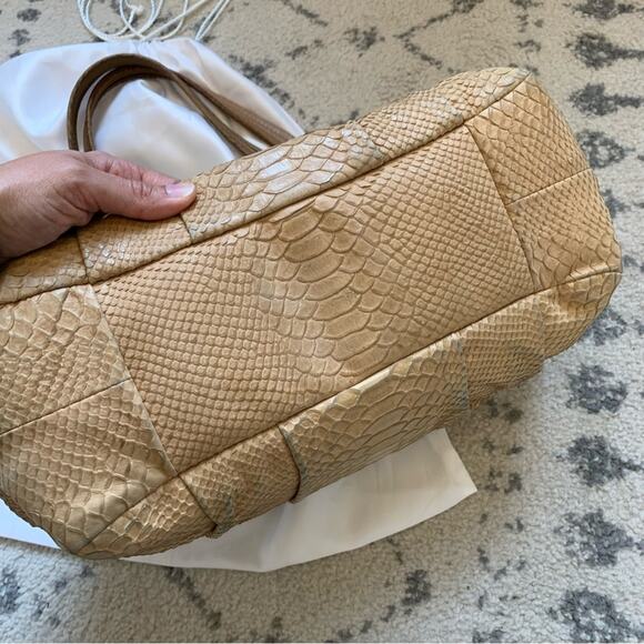 Coach Light Tan Leather Snake Print Shoulder Hobo Bag - Picture 3 of 14